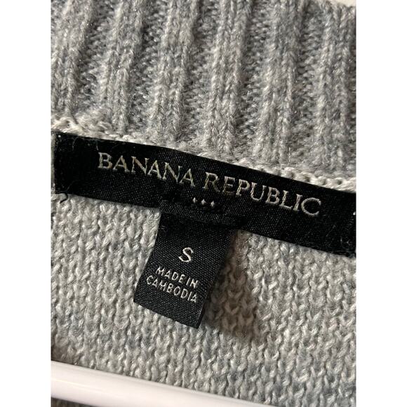 Banana Republic Womens Plaid Crew Neck Knit Sweater Casual Gray White Size Small - Picture 5 of 8